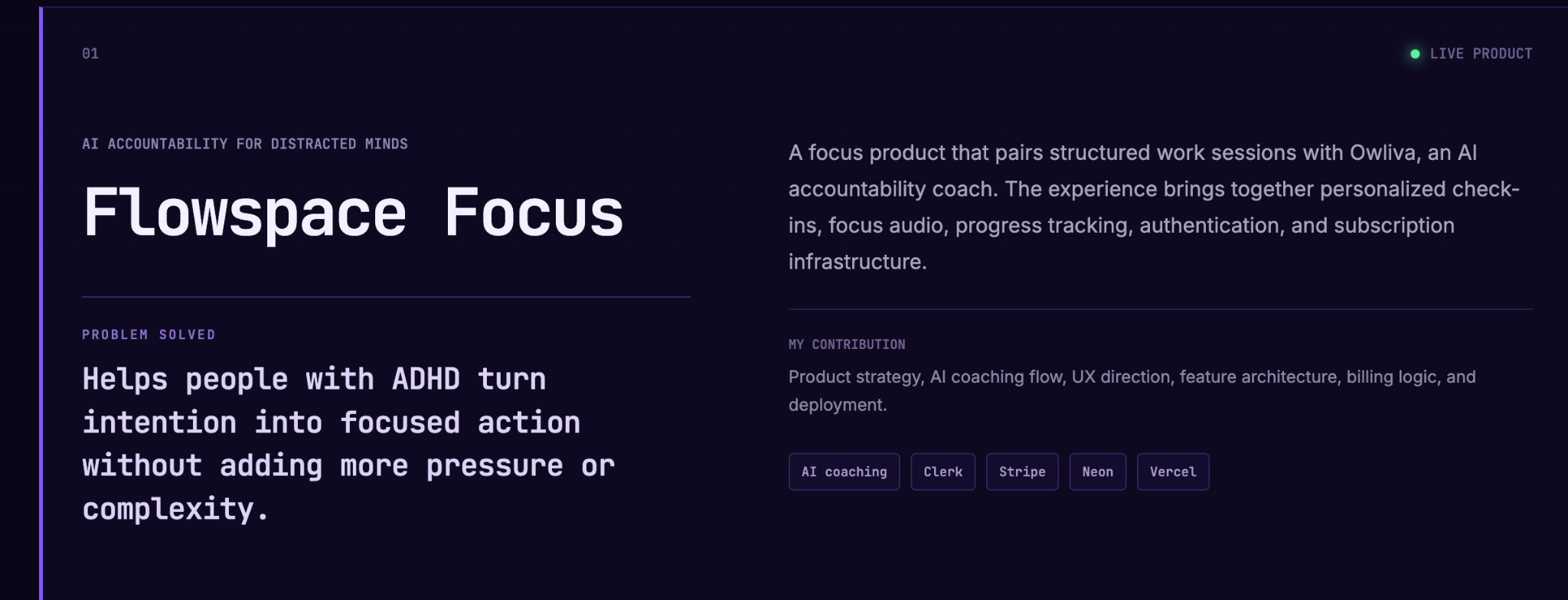 Flowspace Focus product overview showing its mission and technology stack